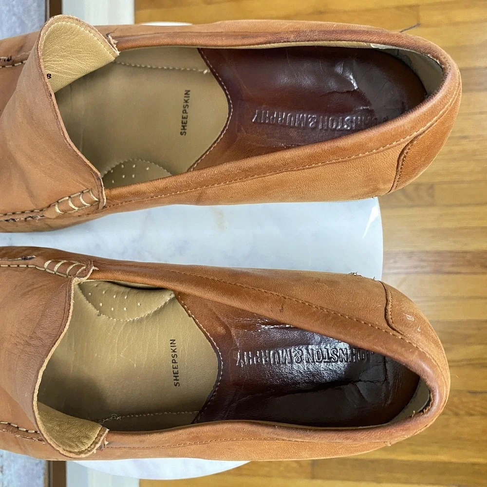 Johnston & Murphy Shoes Mens Size 11.5 Brown Leather Slip On Loafers 20-8470
